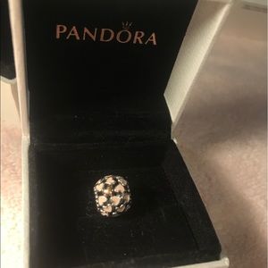 Pandora Spacer pink hearts with gold accent